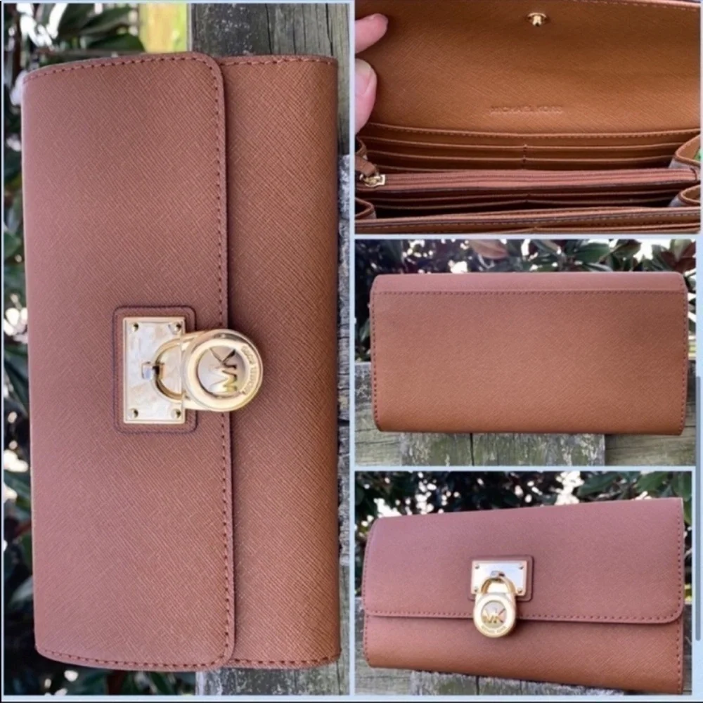 MIchael Kors MK Luggage Brown Hamilton Bag Wallet - Picture 6 of 8